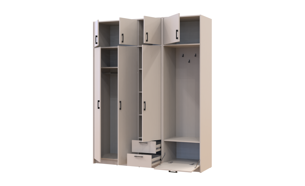 Drehtürenschrank Doros Rondi mit Kleiderstange und Oberschrank Kaschmir 3 Türen 181x52x236 (42005395)