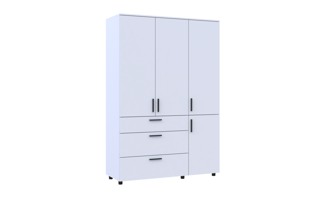 Kleiderschrank Doros Thorn Weiß 3 Türen 3 Schubladen Böden 135x51,6x200 (44900486)