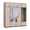 Kleiderschrank Doros Rondi mit Kleiderstange, Spiegel und Oberschrank Artisan Eiche/Kaschmir 4 Türen 220x52x236 (42005298)