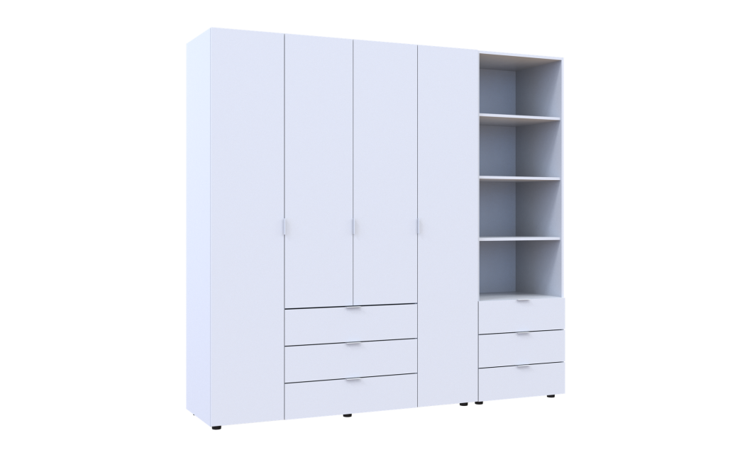Kleiderschrank Doros Gelar Weiß 4 Türen Säulenschrank 215x49,5x203,4 (42005164)