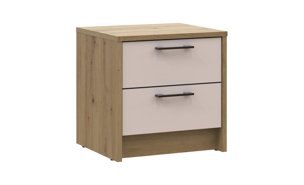 Nachttisch Doros Rondi Eiche Artisan/Kaschmir 2 Schubladen 40x35x40 (41516287)