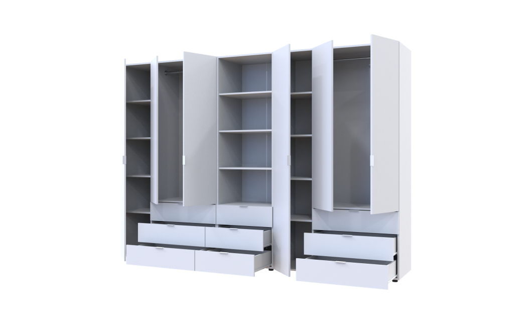 Kleiderschrank Doros Gelar Weiß 3+3 Türen Säulenschrank 292,4x49,5x203,4 (42005166)