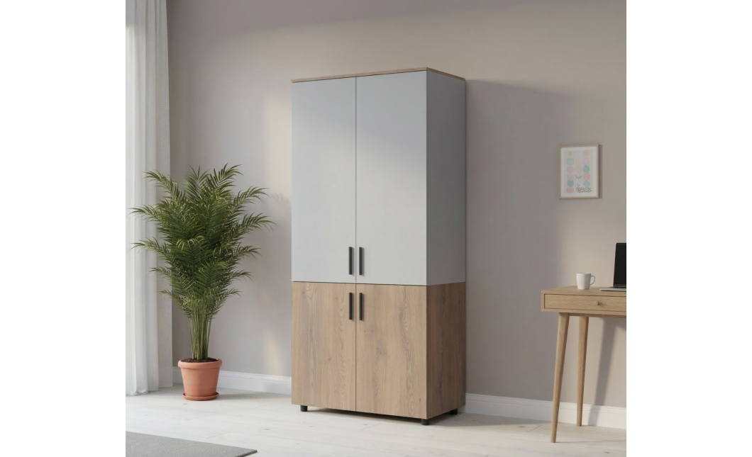 Kleiderschrank Doros Thorn Cremona Cannolo/Grau 2 Türen Böden 90x51,6x200 (44900456)