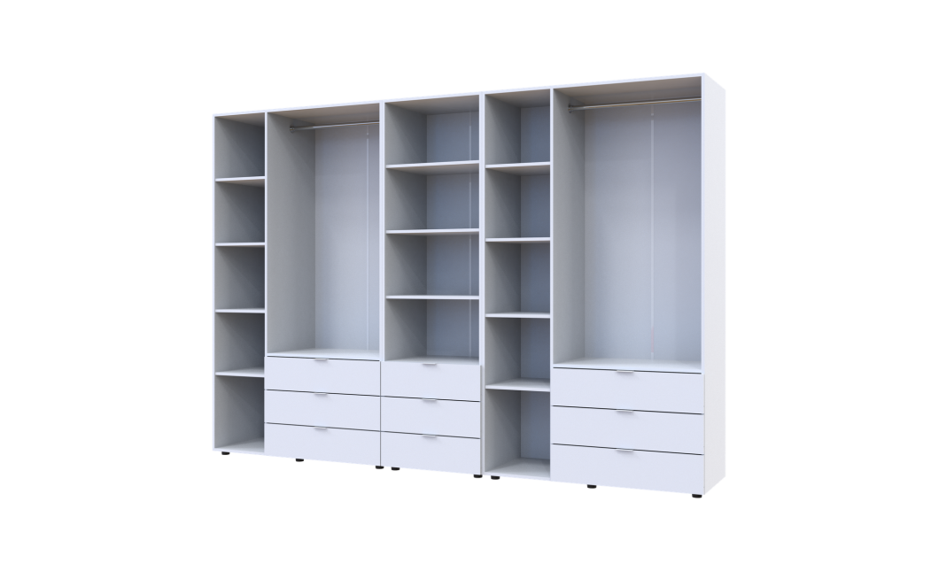 Kleiderschrank Doros Gelar Weiß 3+3 Türen Säulenschrank 292,4x49,5x203,4 (42005166)
