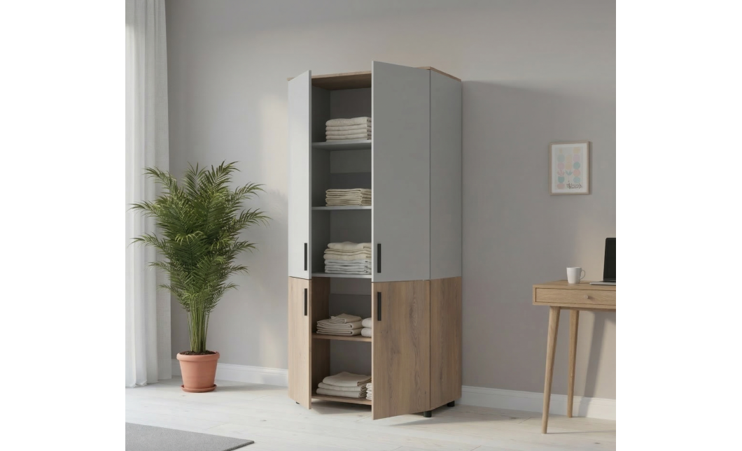 Kleiderschrank Doros Thorn Cremona Cannolo/Grau 2 Türen Böden 90x51,6x200 (44900456)