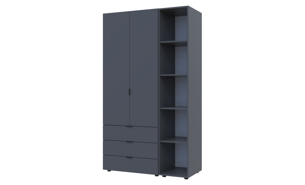 Kleiderschrank Doros Gelar Graphitgrau 2 Türen mit offenem Regal 115,7x49,5x203,4 (42005054)