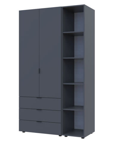 Kleiderschrank Doros Gelar Graphitgrau 2 Türen mit offenem Regal 115,7x49,5x203,4 (42005054)