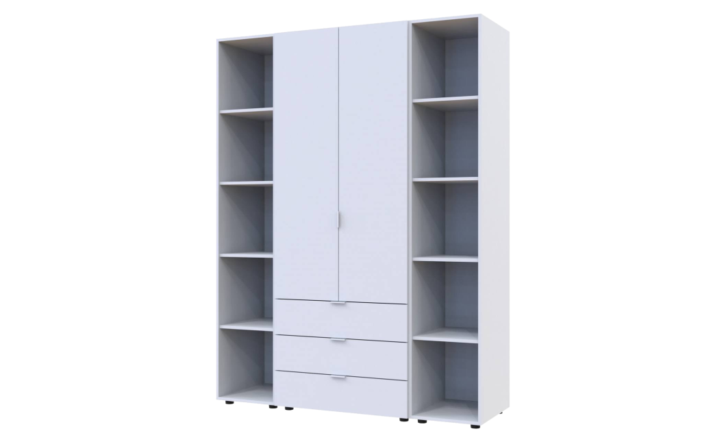 Kleiderschrank Doros Gelar Weiß 2 Türen mit 2 offenen Regalböden 153,9x49,5x203,4 (42005030)