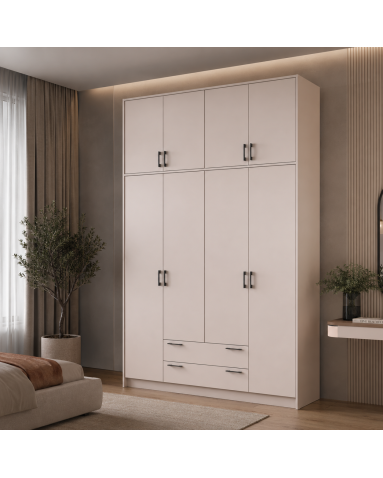 Kleiderschrank Doros Rondi mit Drehtüren mit Oberschrank Kaschmir 4 Türen 160x52x260 (80738488)