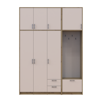Kleiderschrank Doros Rondi mit Kleiderstange und hohem Oberschrank Artisan Eiche/Kaschmir 3 Türen 181x52x260 (42005288)