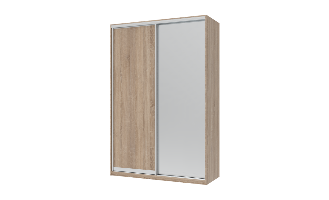 Kleiderschrank Doros City Light Schiebetüren Sonoma Eiche mit Spiegel 150x60x225 (42002039)