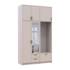 Kleiderschrank Doros Rondi mit Kleiderstange, Spiegel und hohem Oberschrank Kaschmir 2 Türen 142x52x260 (42005406)
