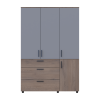Kleiderschrank Doros Thorn Cremona Cannolo/Grau 3 Türen 3 Schubladen Böden 135x51,6x200 (44900506)