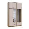 Kleiderschrank Doros Rondi mit Kleiderstange, Spiegel und hohem Oberschrank Artisan Eiche/Kaschmir 2 Türen 142x52x260 (42005278)