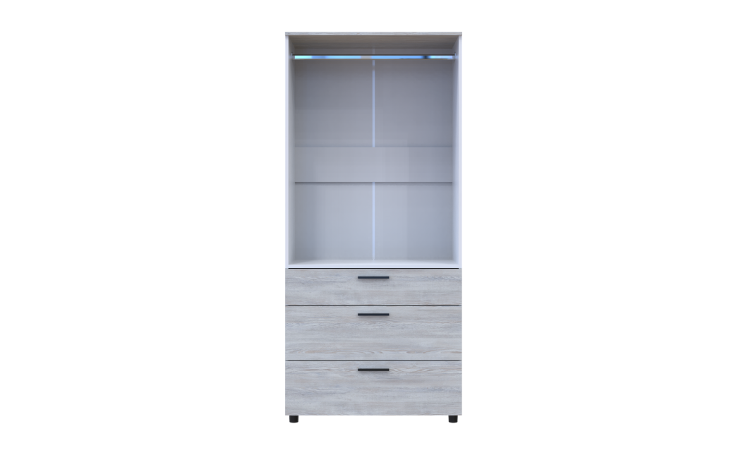 Kleiderschrank Doros Thorn Natti Kiefer/Weiß 2 Türen 3 Schubladen Kleiderstange 90x51,6x200 (44900461)