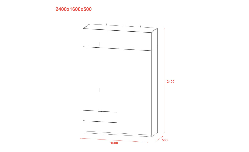 Kleiderschrank Doros Lukas mit Drehtüren Graphitgrau 160x50x240 (80736287)