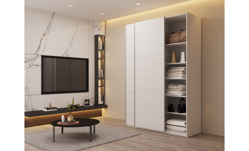 Kleiderschrank Doros G-Caiser Schiebetüren Weiß 2 Türen 160x60x240 (42002104)