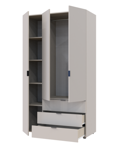 Kleiderschrank Doros Gelar mit Drehtüren Kaschmir 3 Türen 116,2x49,5x203,4 (80737633)