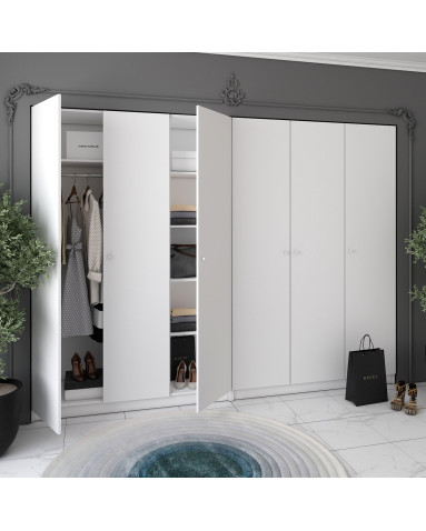 Kleiderschrank Doros Promo Schiebetüren Weiß 3+3 Türen 270x48x204 (42005006)