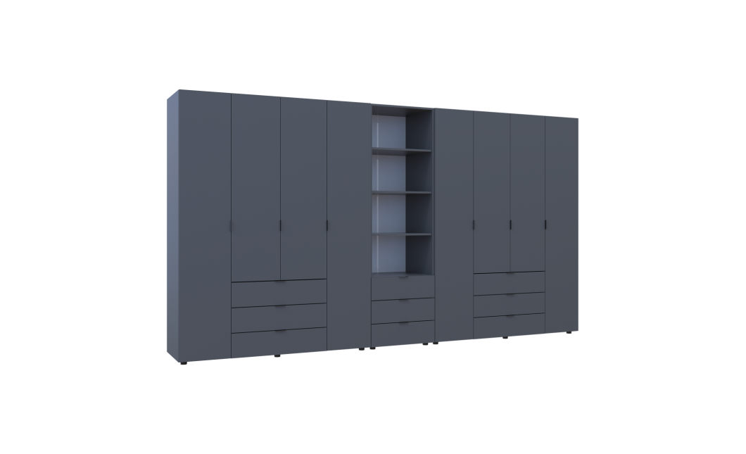 Kleiderschrank Doros Gelar Graphitgrau 4+4 Türen Säulenschrank 370x49,5x203,4 (42005173)