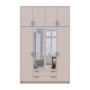 Kleiderschrank Doros Rondi mit Drehtüren mit Oberschrank und Spiegel Kaschmir 4 Türen 160x52x260 (80738489)