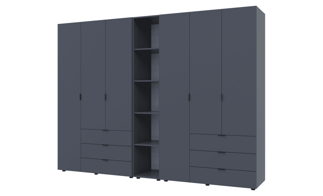 Kleiderschrank Doros Gelar Graphitgrau 3+3 Türen mit offenem Regal 270,6x49,5x203,4 (42005061)