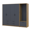 Drehtürenschrank Doros Rondi mit Kleiderstange Artisan Eiche/Graphitgrau 4 Türen 220x52x195 (42005293)