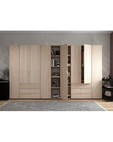 Kleiderschrank Doros Gelar Sonoma Eiche 4+4 Türen mit offenem Regal 348,2x49,5x203,4 (42005053)