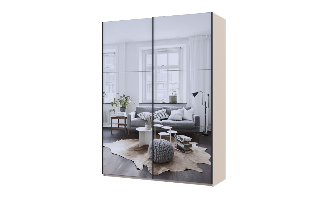 Kleiderschrank Doros G-Caiser Schiebetüren Kaschmir 2 Spiegel 2 Türen 180x60x240 (42005324)