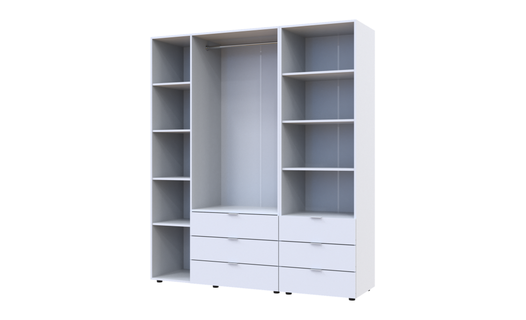 Kleiderschrank Doros Gelar Weiß 3 Türen Säulenschrank 176,2x49,5x203,4 (42005163)