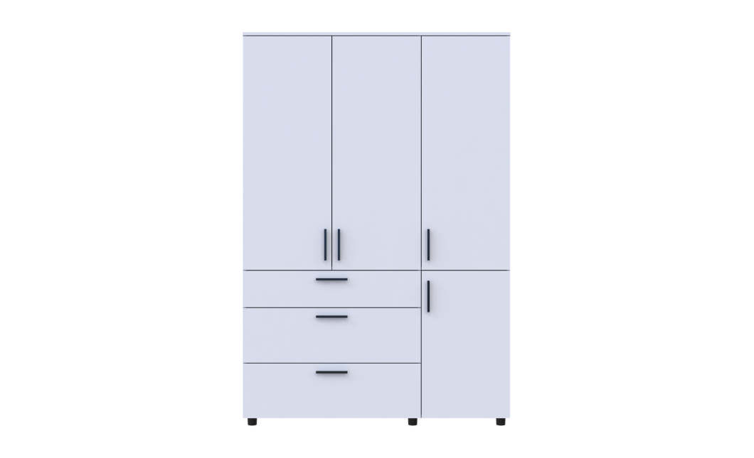 Kleiderschrank Doros Thorn Weiß 3 Türen 3 Schubladen Böden 135x51,6x200 (44900486)