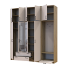 Kleiderschrank Doros Rondi mit Kleiderstange, Spiegel und hohem Oberschrank Artisan Eiche/Kaschmir 4 Türen 220x52x260 (42005302)