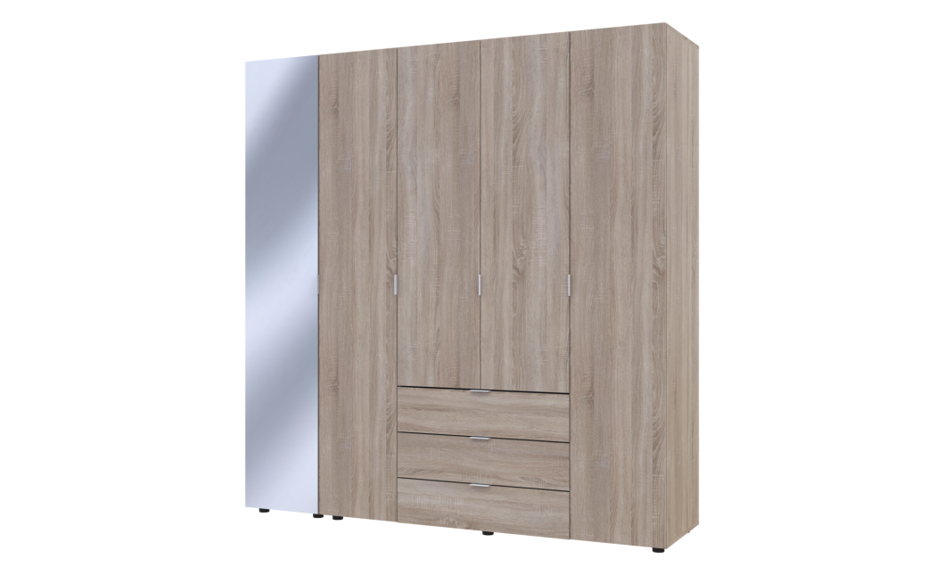 Drehtürenschrank Doros Gelar Sonoma Eiche 4 Türen mit Spiegel 194x49,5x203,4 (42002162)