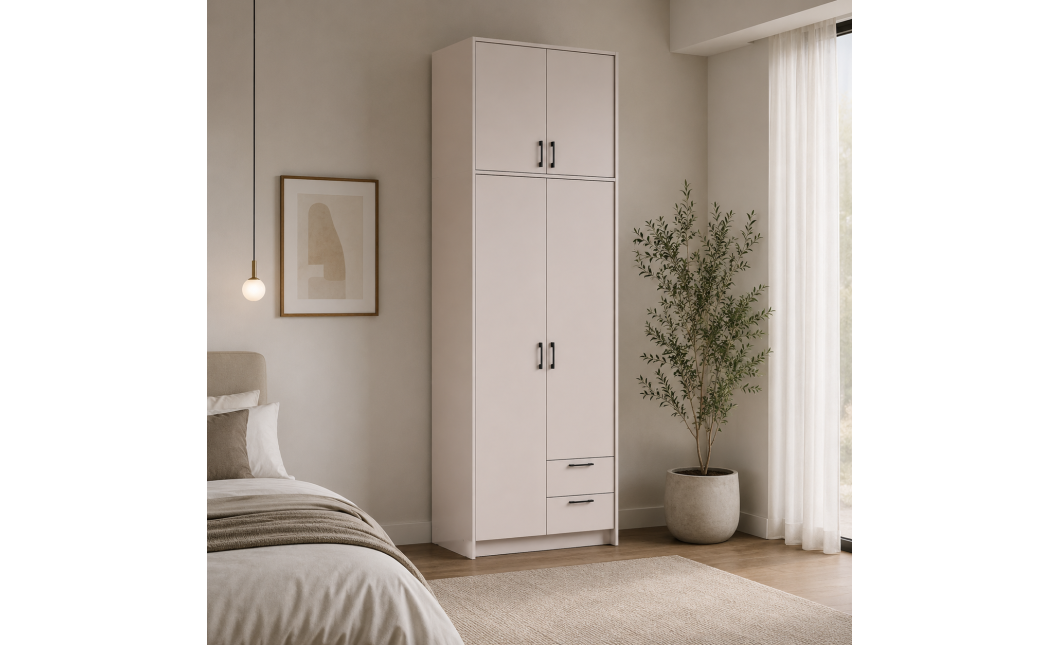 Kleiderschrank Doros Rondi mit Drehtüren mit Oberschrank Kaschmir 2 Türen 82x52x260 (80738482)