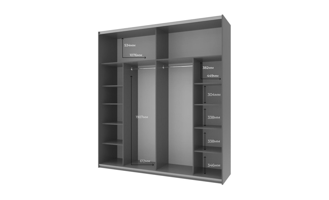 Kleiderschrank Doros G-Caiser Schiebetüren Graphitgrau Weiß 2 Türen 220x60x240 (42001012)