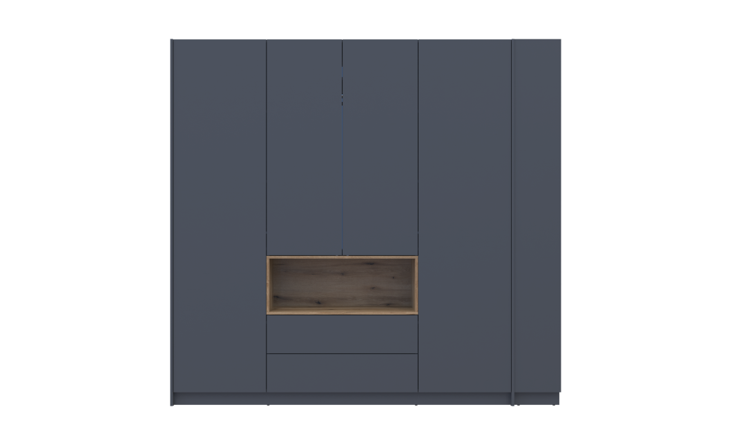 Kleiderschrank Doros Dale mit Drehtüren Anthrazit/Ewok Eiche 4 Türen 234x52x220 (42005339)