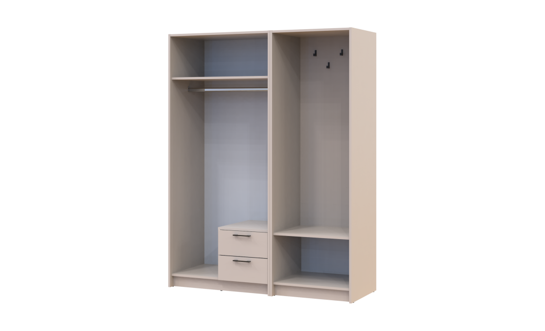 Drehtürenschrank Doros Rondi mit Kleiderstange und Spiegel Kaschmir 2 Türen 142x52x195 (42005400)