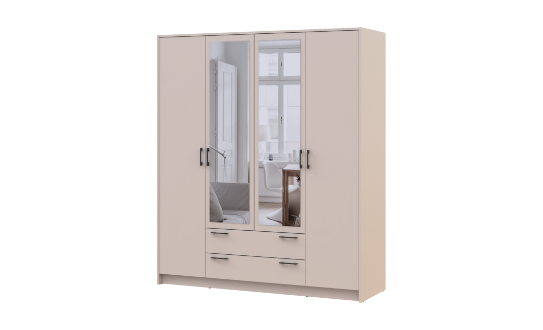 Kleiderschrank Doros Rondi mit Drehtüren mit Spiegel Kaschmir 4 Türen 160x52x195 (80738478)
