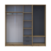 Kleiderschrank Doros Rondi mit Kleiderstange und Spiegel Artisan Eiche/Graphitgrau 3 Türen 181x52x195 (42005283)