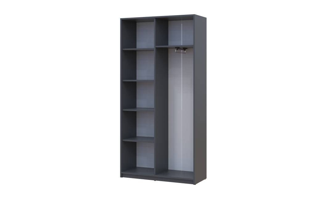 Kleiderschrank Doros Student mit Drehtüren Graphitgrau / Weiß 90x38x180 (44900273)