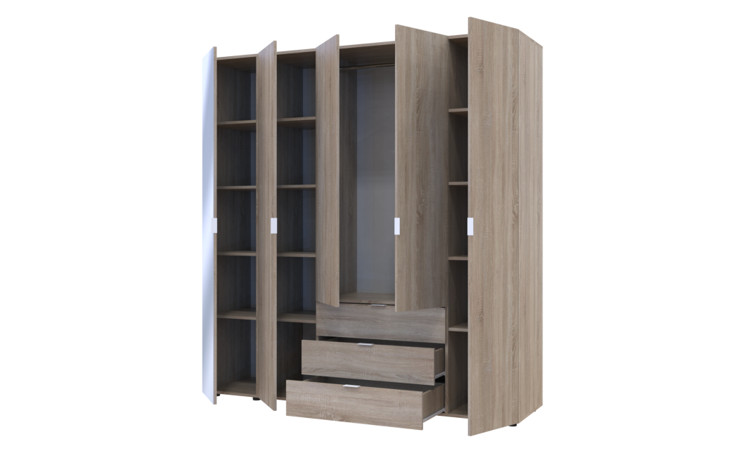 Drehtürenschrank Doros Gelar Sonoma Eiche 4 Türen mit Spiegel 194x49,5x203,4 (42002162)