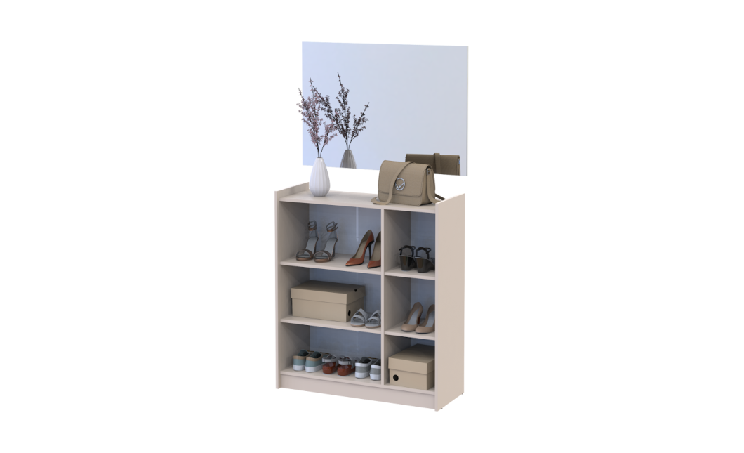 Schuhschrank Doros Kassel mit Spiegel Kaschmir 3 Türen 97×40×110 (42005506)