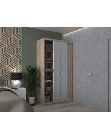 Kleiderschrank Doros City Light Schiebetüren Sonoma Eiche mit Spiegel 120x45x225 (42002033)