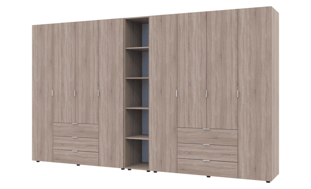 Kleiderschrank Doros Gelar Sonoma Eiche 4+4 Türen mit offenem Regal 348,2x49,5x203,4 (42005053)