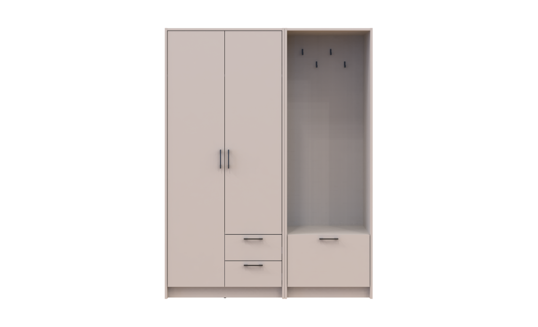 Drehtürenschrank Doros Rondi mit Kleiderstange Kaschmir 2 Türen 142x52x195 (42005391)