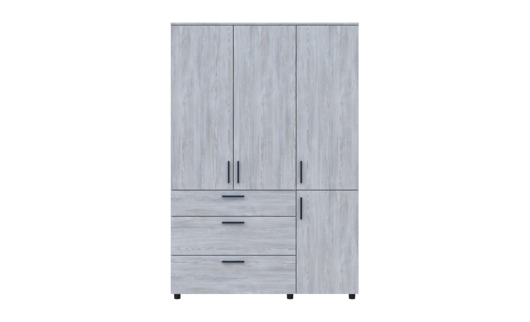 Kleiderschrank Doros Thorn Natti Kiefer 3 Türen 3 Schubladen Böden 135x51,6x200 (44900482)