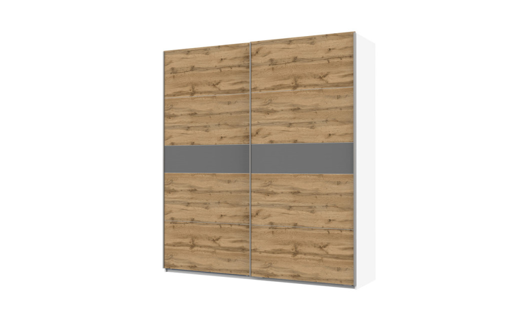 Kleiderschrank Doros G-Caiser Schiebetüren Weiß/Ewok Eiche Graphit 2 Türen 220x60x240 (44900390)
