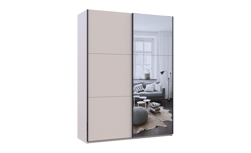 Kleiderschrank Doros G-Caiser Schiebetüren Kaschmir/Kaschmir Spiegel 2 Türen 180x60x240 (42005321)