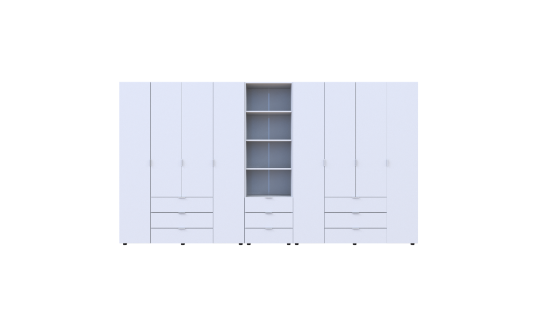 Kleiderschrank Doros Gelar Weiß 4+4 Türen Säulenschrank 370x49,5x203,4 (42005167)