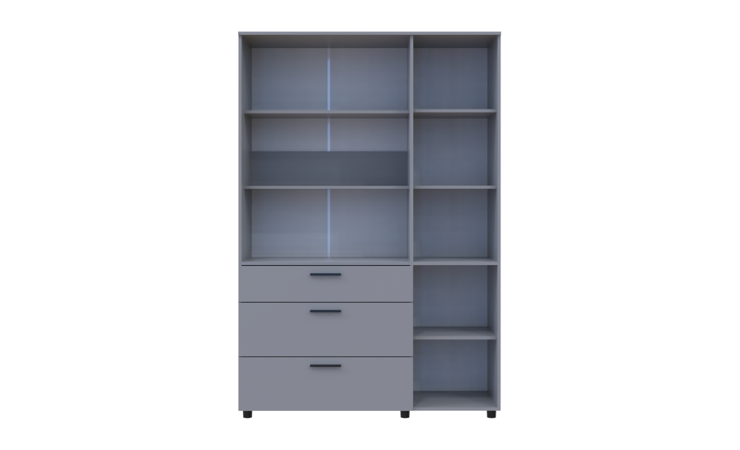 Kleiderschrank Doros Thorn Grau 3 Türen 3 Schubladen Böden 135x51,6x200 (44900490)
